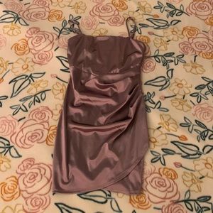 Satin Ruched Asymmetric Bodycon Dress